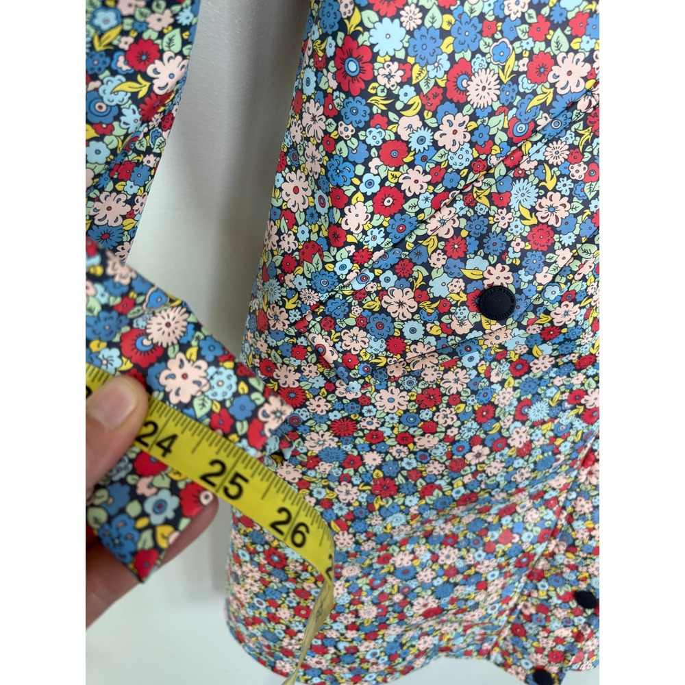 Boden Floral Hooded Raincoat Multi Color Ditsy Flower Quilted Lining Jacket US 8 - Picture 9 of 11